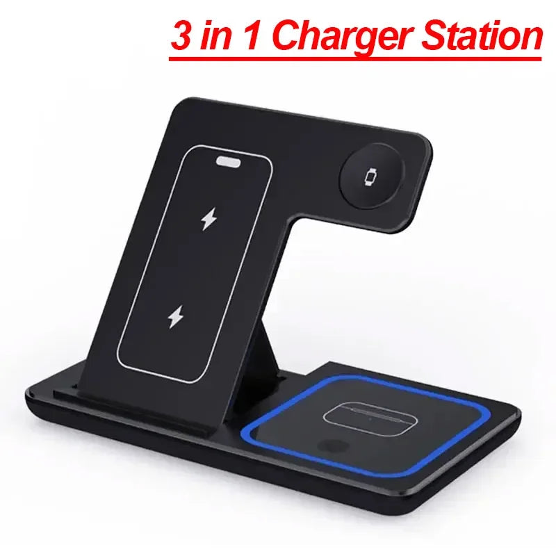 Foldable 3 in 1 Wireless Charging Station for Phones