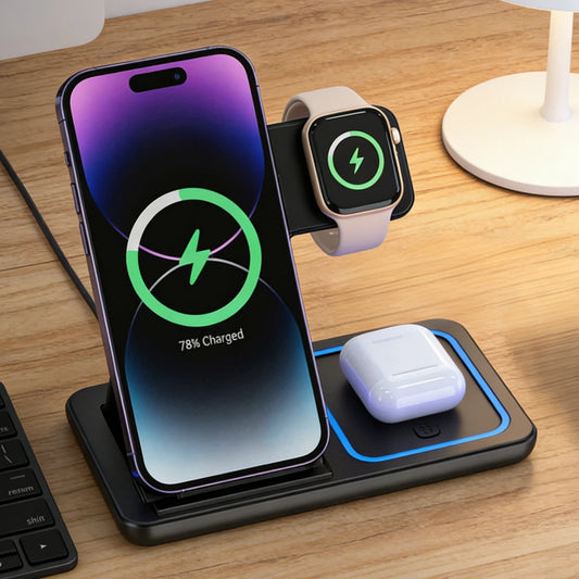 Foldable 3 in 1 Wireless Charging Station for Phones