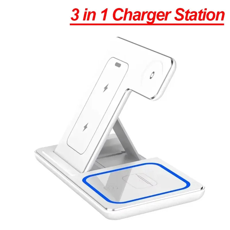Foldable 3 in 1 Wireless Charging Station for Phones