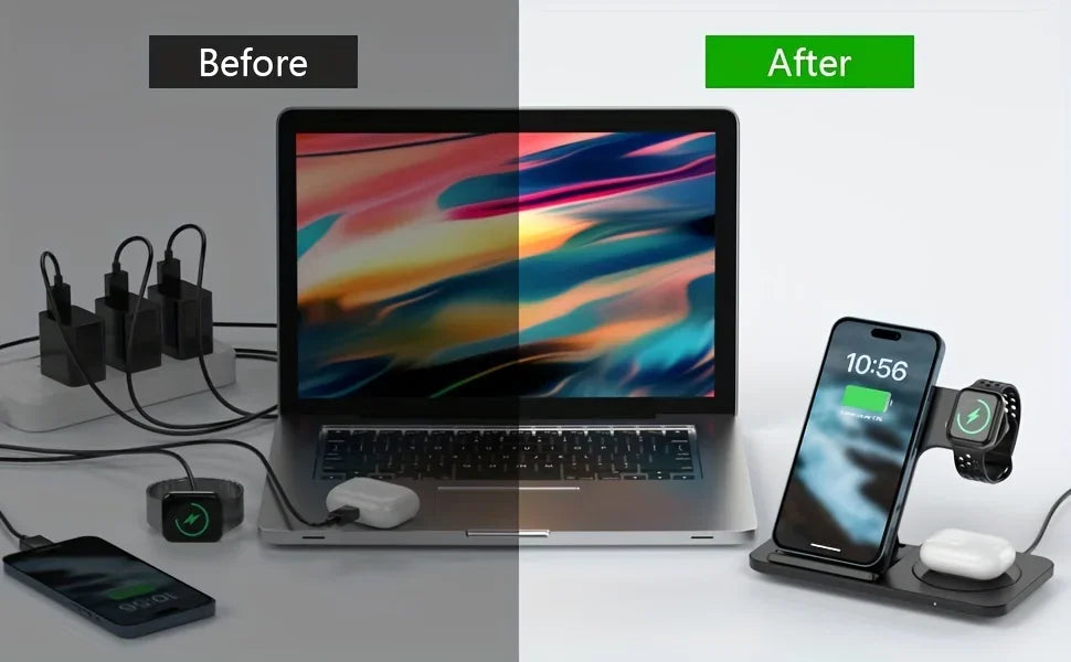 Foldable 3 in 1 Wireless Charging Station for Phones